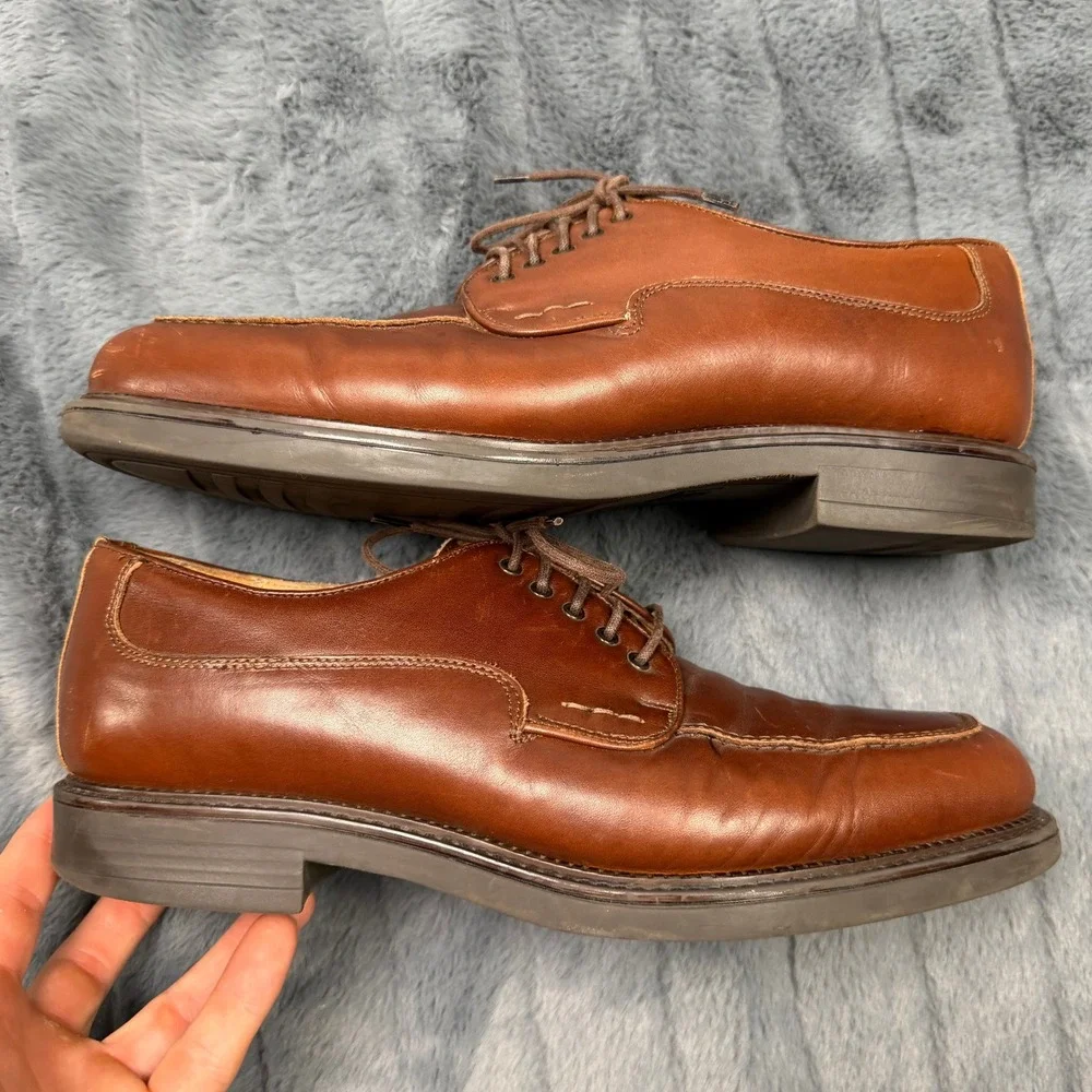 Bostonian Strada Mens 10 M Brown Leather Apron Toe Oxford Shoes Made in Italy